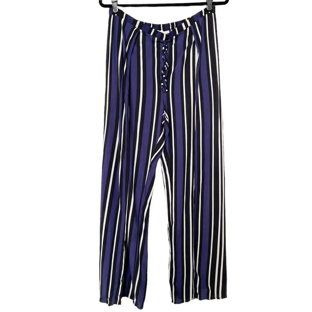 Maeve Striped Open Side Slit Pull On Elastic Waist Pants Size XS